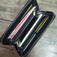 Handmade Leather Carp Tooled Mens Long Wallet Cool Leather Wallet Clutch Wallet for Men - imessengerbags