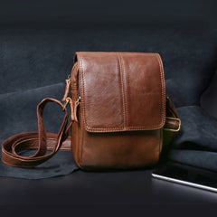 Genuine Leather Mens Cool Messenger Bag Square Bag Chest Bag Bike Bag Cycling Bag for men - imessengerbags