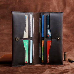 Handmade Leather Mens Cool Long Leather Wallet Clutch Wristlet Wallet for Men - imessengerbags