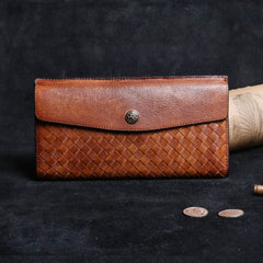 Handmade Leather Mens Cool Long Leather Wallet Card Wallet Clutch Wristlet Wallet for Men - imessengerbags