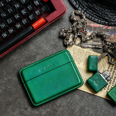 Handmade Green Leather Slim Mens 10pcs Cigarette Holder Case Cool Custom Cigarette Case for Men - imessengerbags