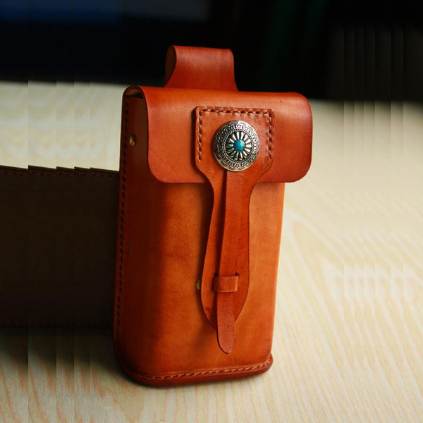 Handmade Cool Leather Cell Phone Holsters Belt Pouch Mens Waist Bag for Men - imessengerbags