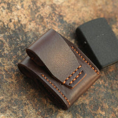 Cool Mens Leather Zippo lighter Holder with clip Zippo Lighter Case with Loop - imessengerbags