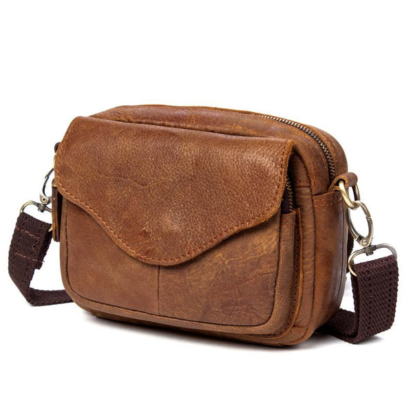 Leather Belt Pouch Mens Small Cases Waist Bag Shoulder Bag for Men