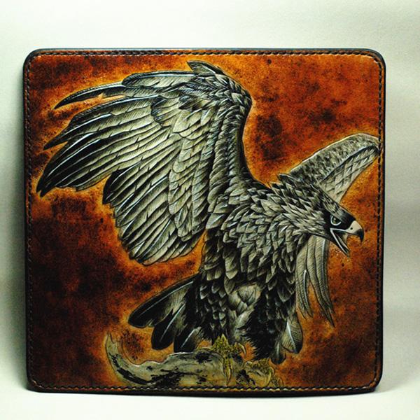 Handmade Leather Eagle Tooled Mens Long Wallet Cool Leather Wallet Clutch Wallet for Men - imessengerbags