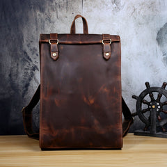 Genuine Leather Mens Cool Backpack Sling Bag Large Black Travel Bag Hiking Bag for men - imessengerbags