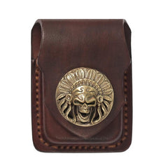 Cool Mens Leather Indian Zippo Lighter Cases with Loop Zippo lighter Holder with clips - imessengerbags