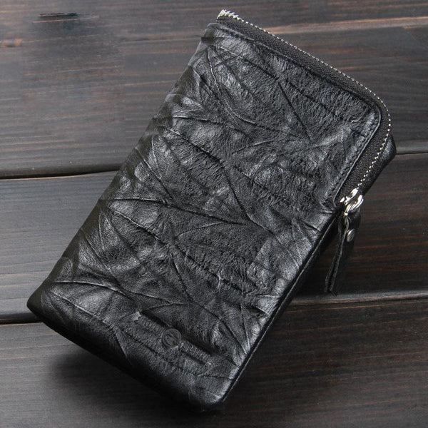Handmade Leather Mens Cool Long Leather Wallet Trifold Clutch Wallet for Men - imessengerbags