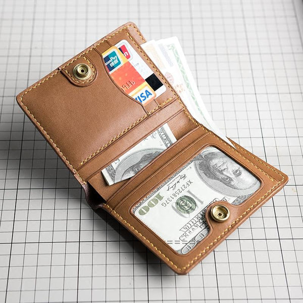 Handmade Leather Mens Cool Slim Leather Wallet Men Small Wallets Bifold for Men - imessengerbags