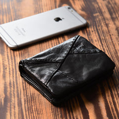 Handmade Mens Cool billfold Leather Wallet Men Small Slim Wallets Bifold for Men - imessengerbags
