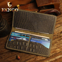 Handmade Leather Alligator Pattern Mens Cool Travel Long Wallet Card Holder Card Slim Clutch Wallets for Men - imessengerbags