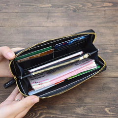 Handmade Leather Carp Mens Chain Biker Wallet Cool Leather Wallet Long Phone Wallets for Men