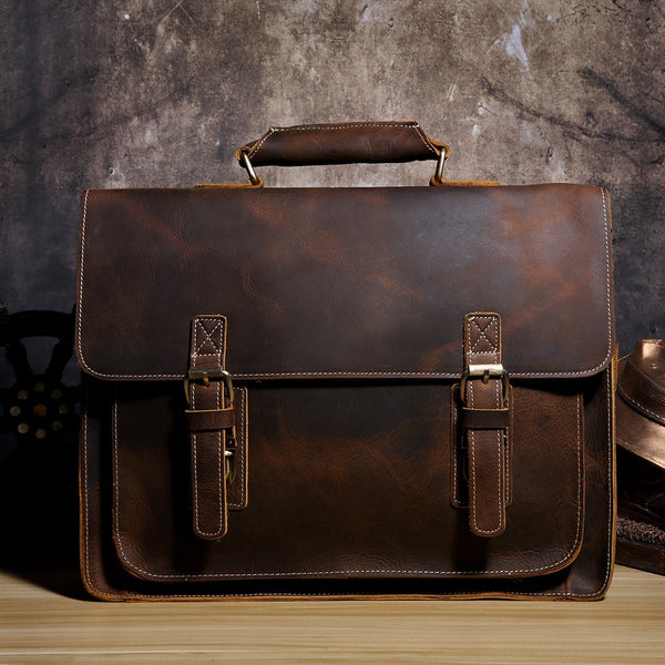 Genuine Leather Mens Cool Messenger Bag Briefcase Chest Bag Bike Bag Cycling Bag for men - imessengerbags