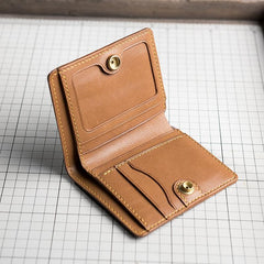 Handmade Leather Mens Cool Slim Leather Wallet Men Small Wallets Bifold for Men - imessengerbags