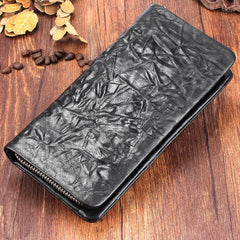 Handmade Leather Mens Cool Long Leather Wallet Zipper Clutch Wallet for Men - imessengerbags