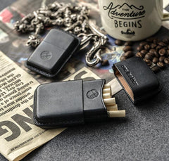 Handmade Brown Leather Mens 11pcs Cigarette Holder Case Cool Custom Cigarette Case for Men - imessengerbags