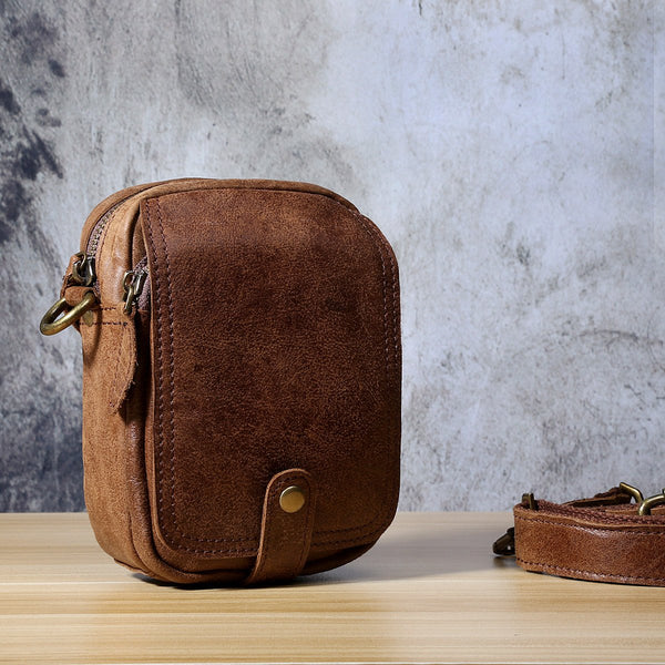 Leather Belt Pouch Mens Small Cases Waist Bag Hip Pack Belt Bag Fanny Pack Bumbag for Men - imessengerbags