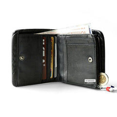 Genuine Leather Mens Cool billfold Leather Wallet Men Small Wallets Bifold for Men - imessengerbags