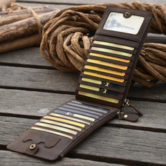 Handmade Leather Mens Cool Long Leather Wallet Card Clutch Wallet for Men