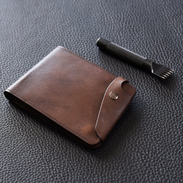 Handmade Mens Cool billfold Leather Wallet Men Small Slim Wallets Bifold for Men - imessengerbags