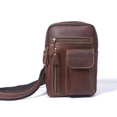Genuine Leather Mens Cool Chest Bag Sling Bag Crossbody Bag Travel Bag Hiking Bag for men - imessengerbags