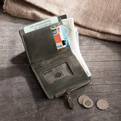 Handmade Leather Mens Cool Slim Leather Wallet Men Small Wallets Bifold for Men - imessengerbags