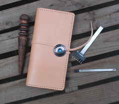 Handmade Leather Mens Vintage Long Wallet Cool Long Wallet for Men