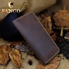 Handmade Leather Mens Cool Travel Long Wallet Card Holder Card Slim Clutch Wallets for Men - imessengerbags