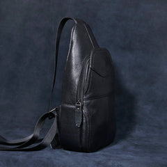 Genuine Leather Mens Cool Chest Bag Sling Bag Crossbody Bag Travel Bag Hiking Bag for men - imessengerbags
