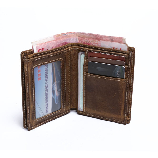 Genuine Leather Mens Cool Slim Leather Wallet Men Small Wallets Bifold for Men - imessengerbags