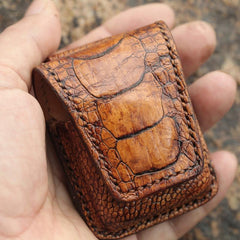 Cool Mens Brown Leather Zippo Lighter Cases with Loop Zippo lighter Holders with clips