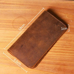 Handmade Leather Mens Cool Long Leather Wallet Slim Phone Clutch Wallet for Men