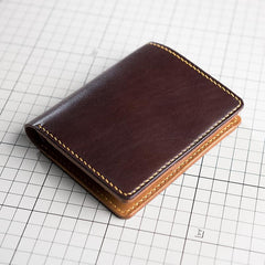 Handmade Leather Mens Cool Slim Leather Wallet Men Small Wallets Bifold for Men - imessengerbags