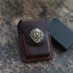 Handmade Cool Mens Leather Zippo Lighter Cases with Loop Zippo lighter Holder with clips