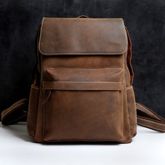 Genuine Leather Mens Cool Backpack Sling Bag Large Black Travel Bag Hiking Bag for men - imessengerbags