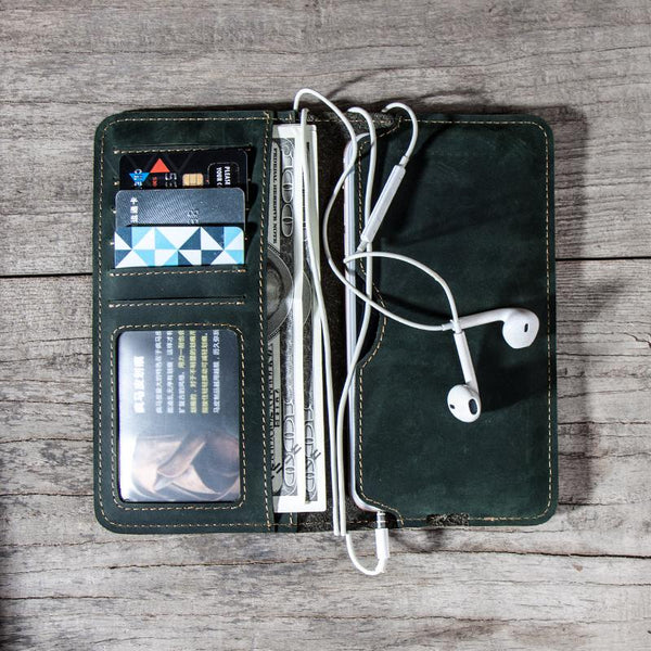 Leather Long Wallets for men Bifold Vintage Men Long Wallet - imessengerbags