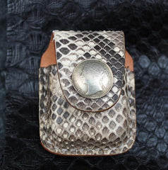 Cool Mens Skin of Boa Zippo Lighter Pouch with Loop Biker Zippo lighter cases with Clip - imessengerbags