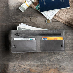 Handmade Leather Mens Cool Slim Leather Wallet Men Small Wallets Bifold for Men - imessengerbags