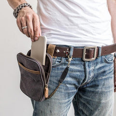 Canvas Belt Pouch Mens Waist Bag Hip Pack Belt Bag Fanny Pack Bumbag for Men