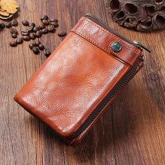 Handmade Mens Cool billfold Leather Wallet Men Small Wallets Bifold for Men - imessengerbags