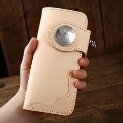 Handmade Leather Biker Chain Wallet Mens Cool Chain Long Wallet with Chain - imessengerbags