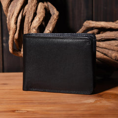 Genuine Leather Mens Cool billfold Leather Wallet Men Small Wallets Bifold for Men - imessengerbags