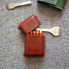 Cool Leather Mens 10pcs Cigarette Holder Case Vintage Custom Cigarette Case for Men - imessengerbags