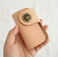 Handmade Mens Beige Leather Biker Key Wallet Cool Small Key Wallets Key Holder - imessengerbags