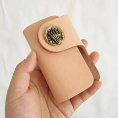 Handmade Mens Beige Leather Biker Key Wallets Cool Small Key Wallet Key Holder - imessengerbags
