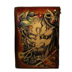 Handmade Leather Tooled Mens Cool Long Leather iPad Bag Wristlet Clutch Wallet for Men - imessengerbags