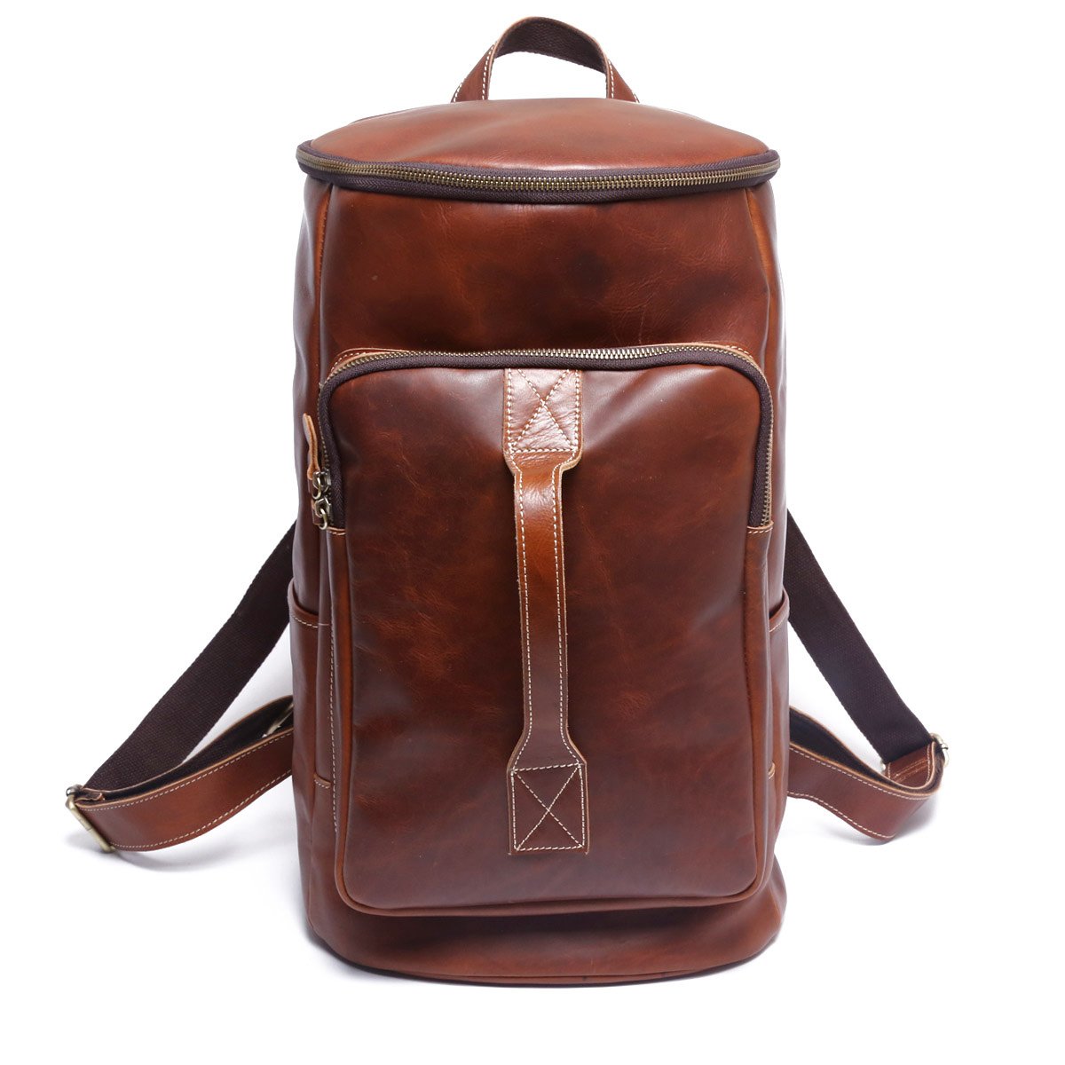 Genuine Leather Mens Cool Backpack Sling Bag Large Black Travel Bag Hiking Bag for men - imessengerbags