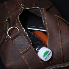 Handmade Genuine Leather Coffee Mens Cool Sling Pack Bag Crossbody Bag Chest Bag for men - imessengerbags