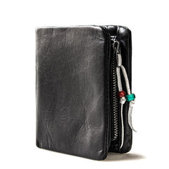 Genuine Leather Mens Cool billfold Leather Wallet Men Small Wallets Bifold for Men - imessengerbags