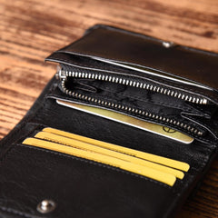 Handmade Mens Cool billfold Leather Wallet Men Small Slim Wallets Bifold for Men - imessengerbags